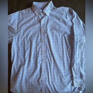 Vineyard Vines Whale Shirt Men's L Blue White‎ Plaid Long Sleeve Button Shirt